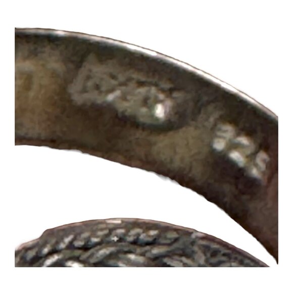 Vintage 925 Silver Rose Ring Carved Mother Of Pearl Cabochon Size 7 Art Deco - Picture 4 of 10